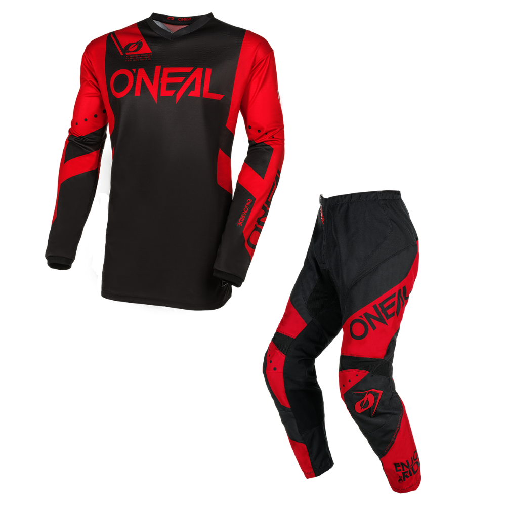 Traje Oneal Element Racewear Motocross Enduro Negro/Rojo
