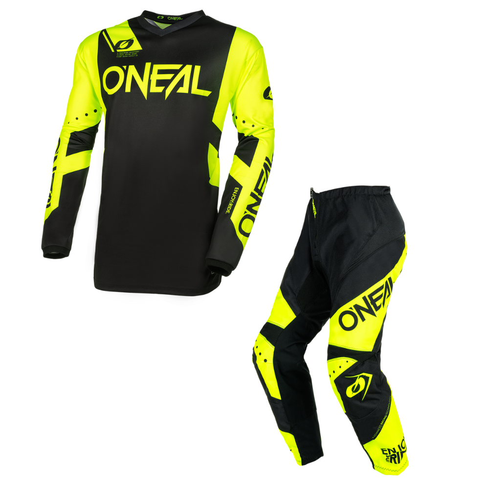 Traje Oneal Element Racewear Motocross Enduro Negro/Amarillo