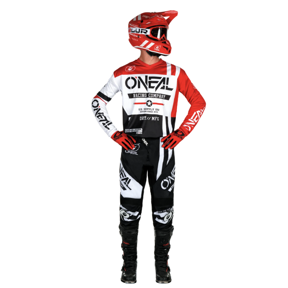 Traje Niño Oneal Element Warhawk Motocross Enduro Negro/Rojo